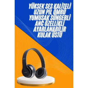 Wireless 5.0 Bluetooth Kablosuz Kulaklık Anc Özellikli Kulak Üstü Ayarlanabilir