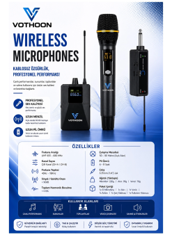 Wireless Mikrofon Sistemi Uhf Kablosuz El Mikrofonu Profesyonel Ses Performansı 50 Mt Menzil