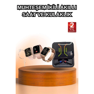 Wireless Şarjlı Akıllı Saat Ve Dijital Göstergeli Kablosuz Bluetooth Kulaklık Nabız Ölçer