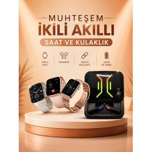Wireless Şarjlı Akıllı Saat Ve Dijital Göstergeli Kablosuz Bluetooth Kulaklık Nabız Ölçer