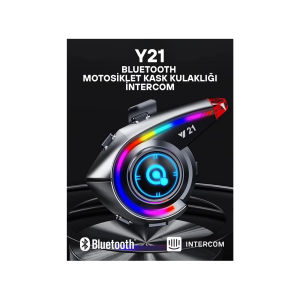 Y21 Rgb Işık Efektli Intercom Bluetooth Motosiklet Kask Kulaklığı Intercom Kulaklık