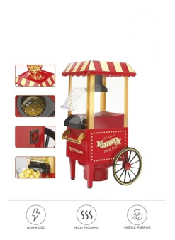 Yağsız Mısır Patlatma Popcorn Makinesi Kırmızı