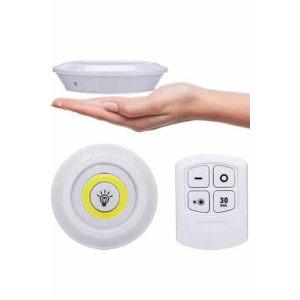 Yapışkanlı 3'lü Spot Led Işık Lamba Montajsız Pilli Uzaktan Kumandalı