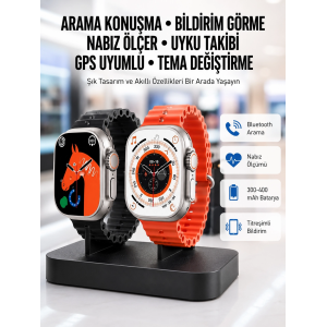 Yeni Model Akıllı Saat Ultra Smart Watch Gümüş Kasa 45mm Titreşim