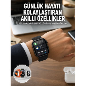 Yeni Nesil Akıllı Saat Müzik Dinleme Bildirim Görme Sesli Asistan Desteği Yeni Nesil