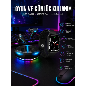 Yeni Nesil Akıllı Saat Ve Kablosuz Kulaklık Kampanyası İkili Set Bluetooth Bağlantılı