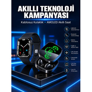 Yeni Nesil Akıllı Saat Ve Ucuz Kaliteli Bluetooth Kablosuz Kulaklık Amoled Ekran