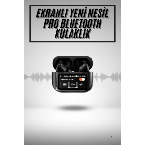 Yeni Nesil Anc Özellikli Çağrı Cevaplayan Dokunmatik Ekranlı Bluetooth Kulaklık Siyah
