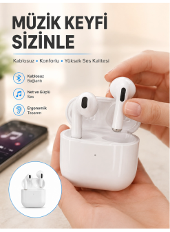 Yeni Nesil Bluetooth Kulaklık Beyaz Çağrı Cevaplayabilen Kablosuz Yeni Nesil
