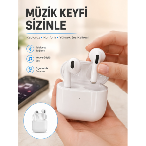 Yeni Nesil Bluetooth Kulaklık Beyaz Çağrı Cevaplayabilen Kablosuz Yeni Nesil