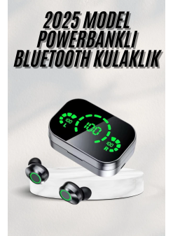 Yeni Nesil Bluetooth Kulaklık Çağrı Cevaplayabilen Dijital Göstergeli Powerbankli