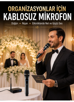Yeni Nesil Kablosuz El Mikrofonu Seti Dijital Ekranlı Çift Mikrofonlu