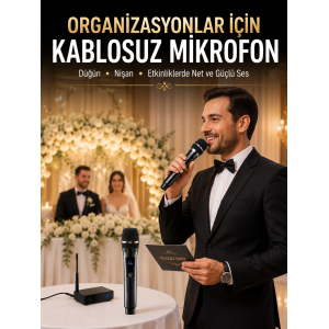 Yeni Nesil Kablosuz El Mikrofonu Seti Dijital Ekranlı Çift Mikrofonlu
