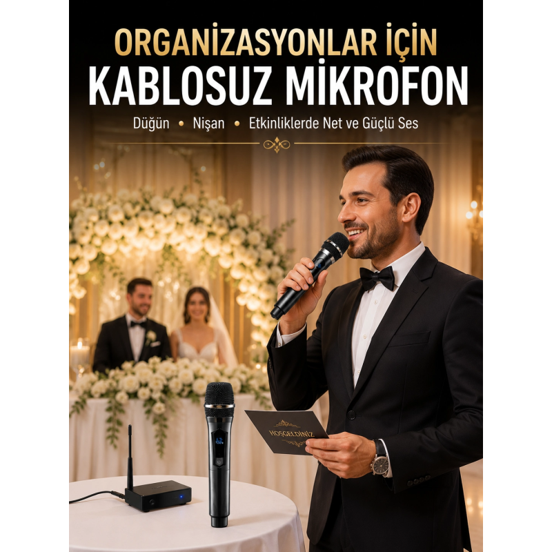 Yeni Nesil Kablosuz El Mikrofonu Seti Dijital Ekranlı Çift Mikrofonlu Yeni Nesil Kablosuz El Mikrofonu Seti Dijital Ekranlı Çift Mikrofonlu