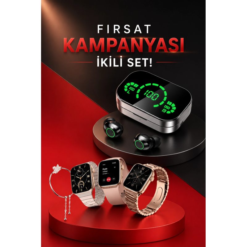 Yeni Nesil Kaliteli Akıllı Saat Ve Kablosuz Bluetooth Kulaklık Yüksek Ses Kaliteli Yeni Nesil Kaliteli Akıllı Saat Ve Kablosuz Bluetooth Kulaklık Yüksek Ses Kaliteli