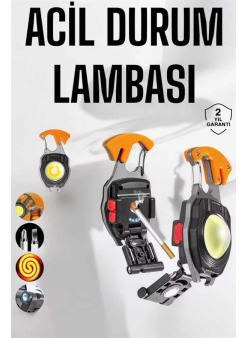 Yeni Nesil Kamp Feneri Çok Fonksiyonlu Fener Anahtarlık Usb Çakmaklı Cam Kırıcı Kemer Kesici Açacak
