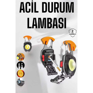 Yeni Nesil Kamp Feneri Çok Fonksiyonlu Fener Anahtarlık Usb Çakmaklı Cam Kırıcı Kemer Kesici Açacak