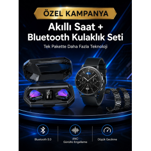 Yeni Nesil Kampanyası Bluetooth Bağlantılı Akıllı Saat Ve Kablosuz Kulaklık Dijital Göstergeli