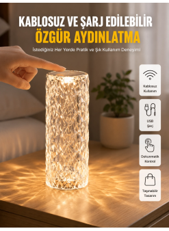 Yeni Nesil Modern Kristal Masa Ve Gece Lambası Dokunmatik Renk Değiştirebilen