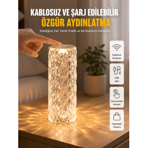 Yeni Nesil Modern Kristal Masa Ve Gece Lambası Dokunmatik Renk Değiştirebilen
