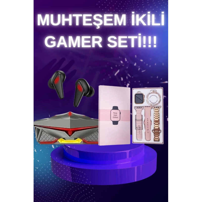 Yeni Nesil Pembe Dokunmatik Ekran Akıllı Saat Ve Kulaklığı Kablosuz Bluetooth Kulaklık Yeni Nesil Pembe Dokunmatik Ekran Akıllı Saat Ve Kulaklığı Kablosuz Bluetooth Kulaklık