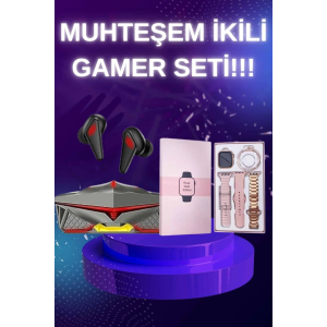 Yeni Nesil Pembe Dokunmatik Ekran Akıllı Saat Ve  Kulaklığı Kablosuz Bluetooth Kulaklık