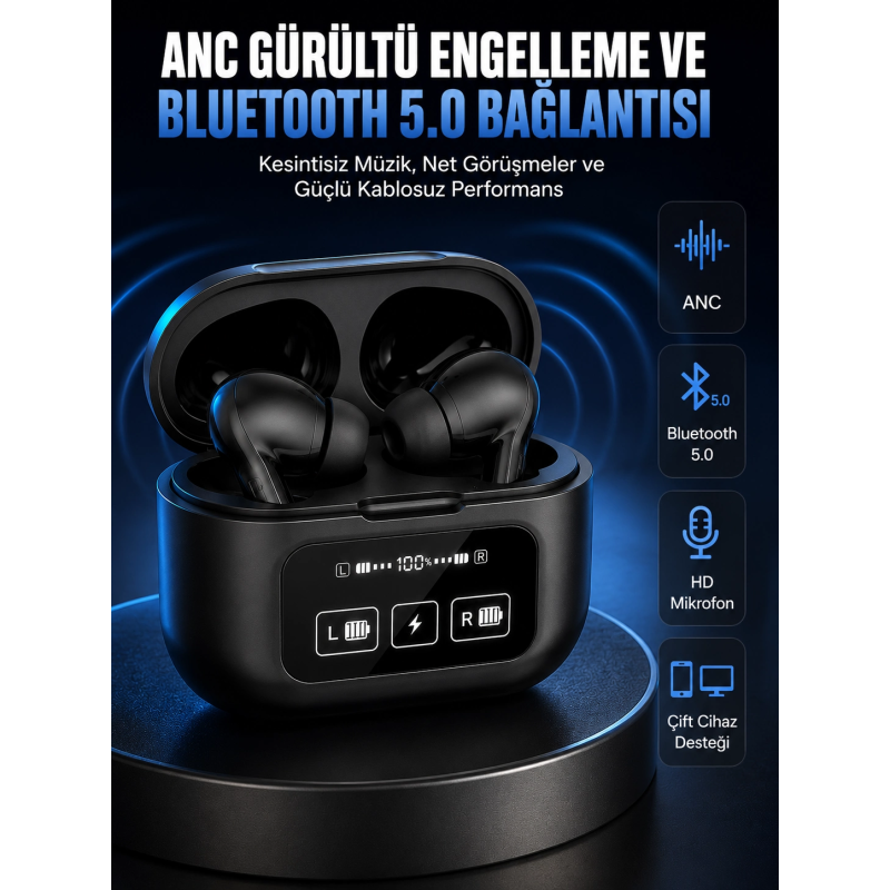 Yeni Nesil Pro Ekranlı Bluetooth Kulaklık 5.0 Bluetooth Yeni Nesil Pro Ekranlı Bluetooth Kulaklık 5.0 Bluetooth