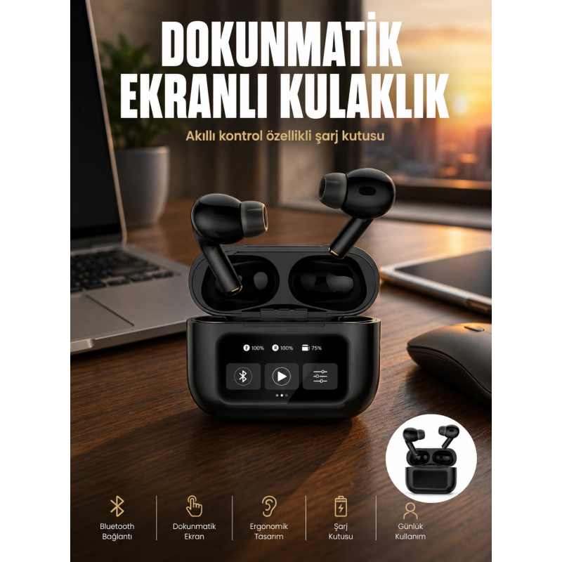 Yeni Nesil Pro Ekranlı Bluetooth Kulaklık 5.0 Bluetooth Yeni Nesil Yeni Nesil Pro Ekranlı Bluetooth Kulaklık 5.0 Bluetooth Yeni Nesil