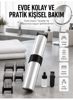 Yeni Nesil Profesyonel Şarjlı Saç Sakal Tıraş Makinesi Ayarlanabilir 4 Taraklı