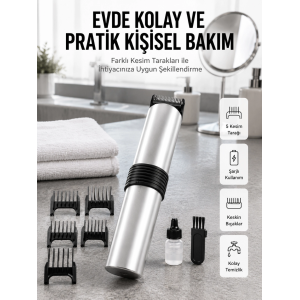 Yeni Nesil Profesyonel Şarjlı Saç Sakal Tıraş Makinesi Ayarlanabilir 4 Taraklı
