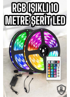 Yeni Nesil Rgb Işıklı 10metre Şerit Led Kumandalı Şarj Edilebilir