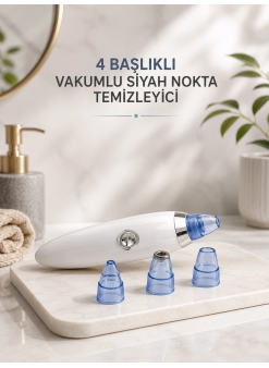 Yeni Nesil Vakumlu Pilli Siyah Nokta Ve Yüz Temizleme Cihazı 4 Başlıklı