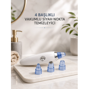 Yeni Nesil Vakumlu Pilli Siyah Nokta Ve Yüz Temizleme Cihazı 4 Başlıklı