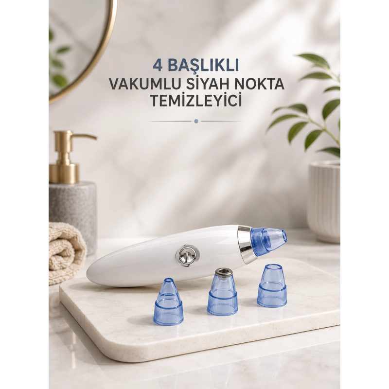 Yeni Nesil Vakumlu Pilli Siyah Nokta Ve Yüz Temizleme Cihazı 4 Başlıklı Yeni Nesil Vakumlu Pilli Siyah Nokta Ve Yüz Temizleme Cihazı 4 Başlıklı