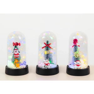 Yılbaşı Temalı Işıklı  Dekoratif Cam Fanus Alk5076