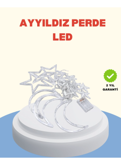 Yıldız Ay Tasarımlı Prizli Perde Led Işık İç Mekan Dekoru