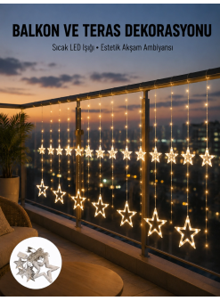 Yıldız Figürlü Perde Peri Led 3x3 Metre Dekoratif Işık Yeni Nesil