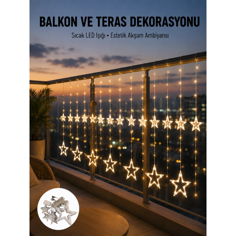 Yıldız Figürlü Perde Peri Led 3x3 Metre Dekoratif Işık Yeni Nesil Yıldız Figürlü Perde Peri Led 3x3 Metre Dekoratif Işık Yeni Nesil