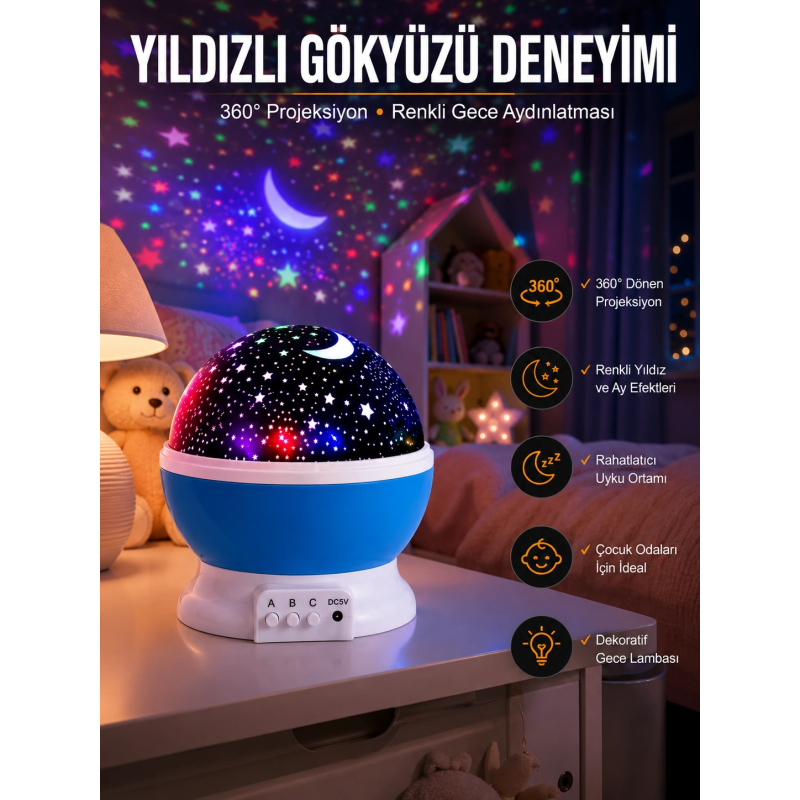 Yıldız Görünümlü Gece Lambası Renkli Masa Lambası Gökyüzü Projeksiyon Yıldız Görünümlü Gece Lambası Renkli Masa Lambası Gökyüzü Projeksiyon