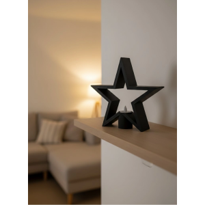 Yıldız Mumluk Siyah Modern Salon Ve Raf Dekoru