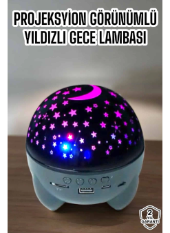Yıldız Yansıtmalı Projeksiyon Gece Lambası Şarjlı Taşınabilir
