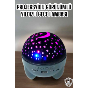 Yıldız Yansıtmalı Projeksiyon Gece Lambası Şarjlı Taşınabilir