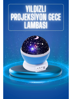 Yıldızlı Gece Lambası Mor Projeksiyon Görünümlü Masa Lambası Renk Değiştirebilen