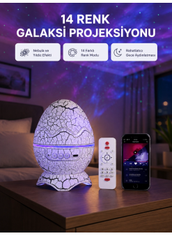 Yıldızlı Gökyüzü Dinozor Yumurta Projektör –  Ayarlanabilir Parlaklık Ve Hız