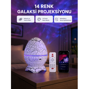 Yıldızlı Gökyüzü Dinozor Yumurta Projektör –  Ayarlanabilir Parlaklık Ve Hız