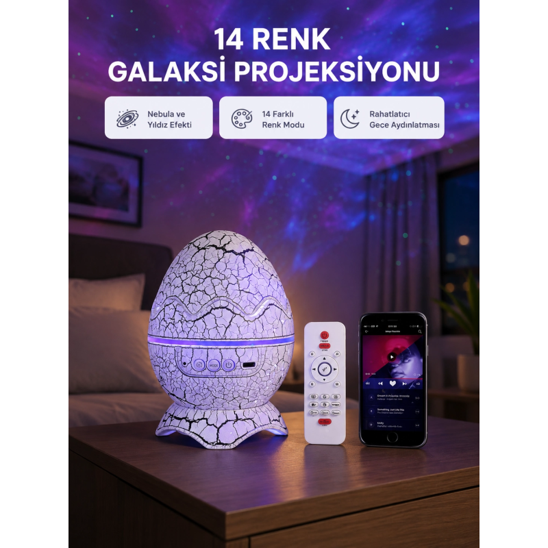 Yıldızlı Gökyüzü Dinozor Yumurta Projektör – Ayarlanabilir Parlaklık Ve Hız Yıldızlı Gökyüzü Dinozor Yumurta Projektör – Ayarlanabilir Parlaklık Ve Hız