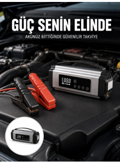 Yolda Kalmaya Son Dijital Ekranlı Akü Takviye Ve Hava Kompresörü Çok Fonksiyonlu Acil Güç Ünitesi Yeni Nesil