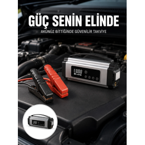 Yolda Kalmaya Son Dijital Ekranlı Akü Takviye Ve Hava Kompresörü Çok Fonksiyonlu Acil Güç Ünitesi Yeni Nesil