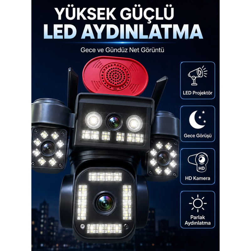 Yüksek Güçlü Led Aydınlatma Ve Gece Görüş Teknolojisi İle Günün Her Saatinde Net Görüntüleme Yüksek Güçlü Led Aydınlatma Ve Gece Görüş Teknolojisi İle Günün Her Saatinde Net Görüntüleme