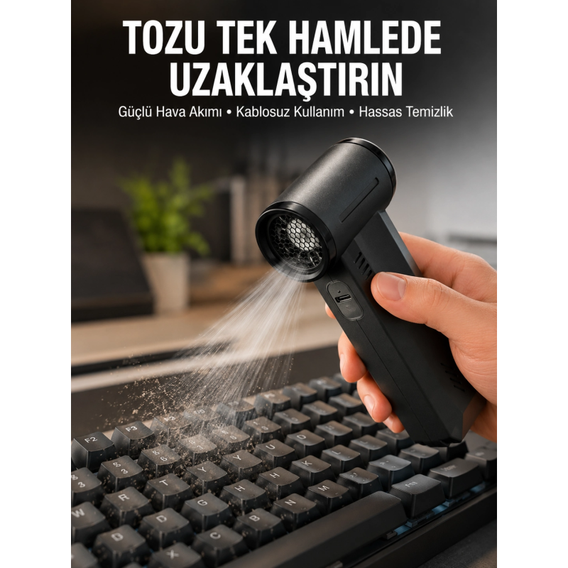 Yüksek Hızlı Kablosuz El Tipi Hava Üfleme Temizlik Cihazı Yeni Nesil Yüksek Hızlı Kablosuz El Tipi Hava Üfleme Temizlik Cihazı Yeni Nesil